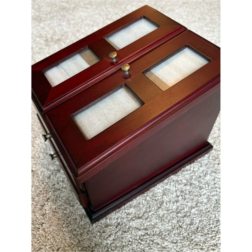 Kay Jewelers cherry Wood Jewelry Box Storage Organizer 8”x7”(5”)
